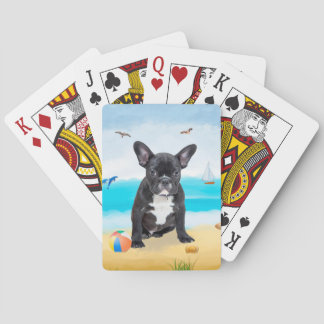 French Bulldog on Beach Playing Cards