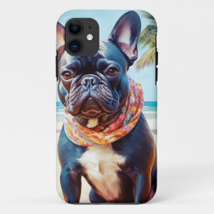 French Bulldog on Beach, summer gift for dog lover iPhone 11 Case