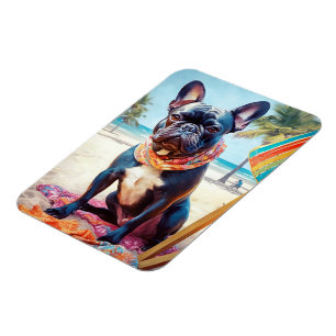French Bulldog on Beach, summer gift for dog lover Magnet