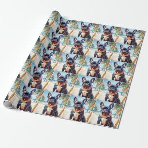 French Bulldog on Beach, summer gift for dog lover Wrapping Paper