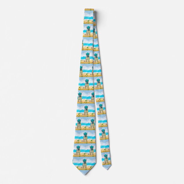 French Bulldog on Beach Tie (Front)
