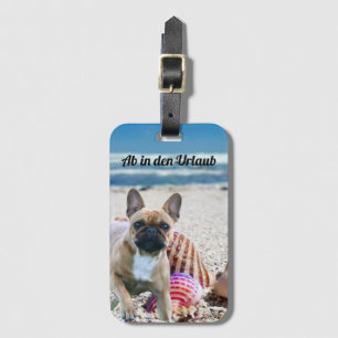 French bulldog on the beach luggage tag