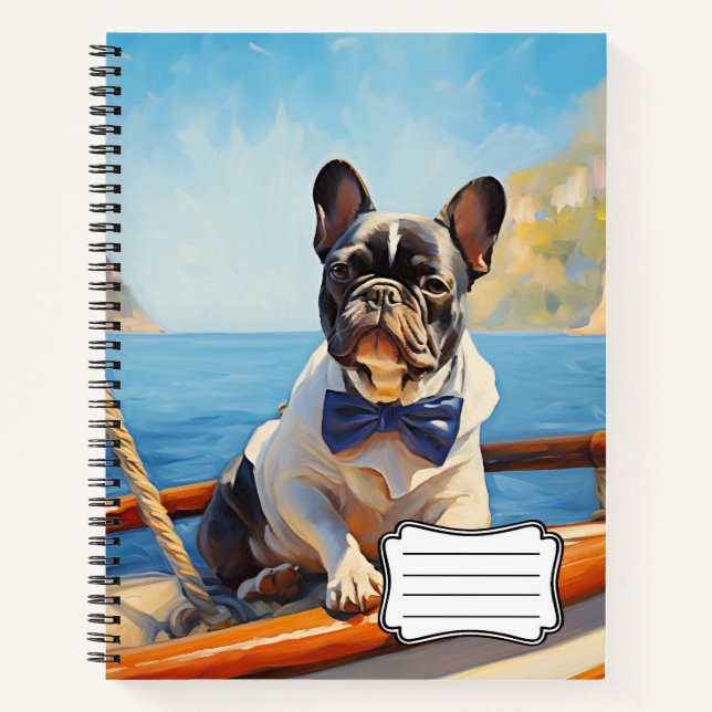French bulldog on the boat notebook (Front)