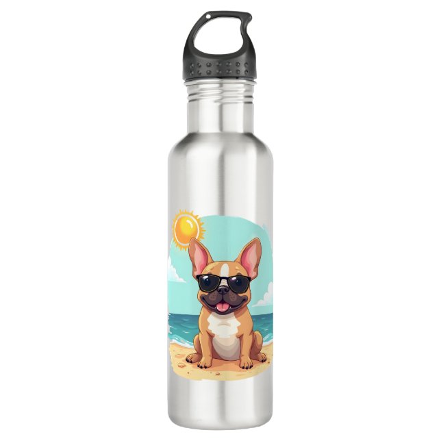 French Bulldog on Vacation 710 Ml Water Bottle (Front)