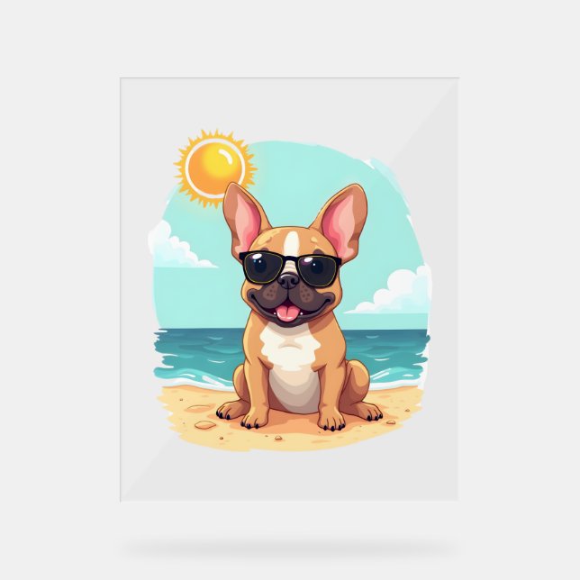 French Bulldog on Vacation Acrylic Sign (Front)