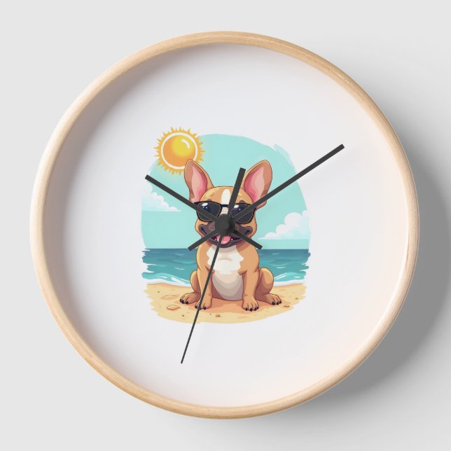 French Bulldog on Vacation Clock (Front)
