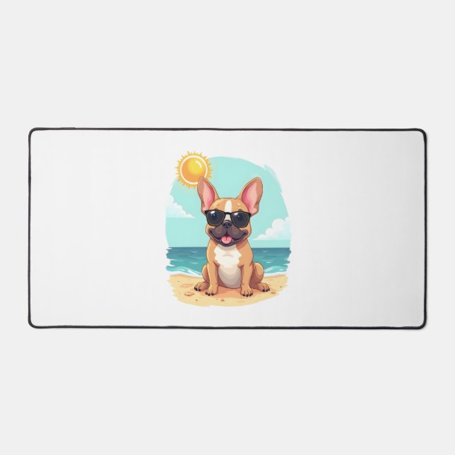 French Bulldog on Vacation Desk Mat (Front)