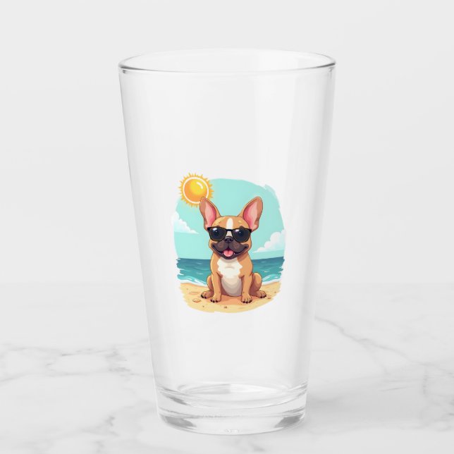 French Bulldog on Vacation Glass (Front)