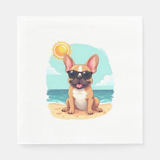 French Bulldog on Vacation Napkin (Front)
