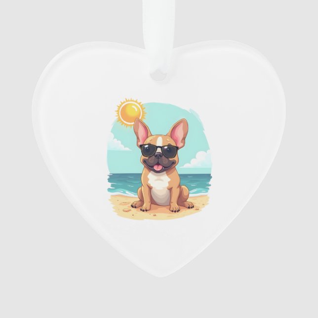 French Bulldog on Vacation Ornament (Front)