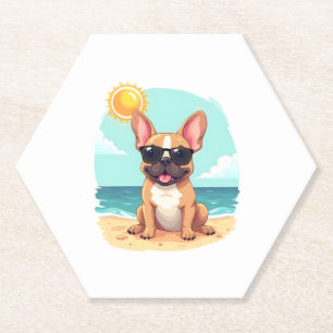 French Bulldog on Vacation Paper Coaster