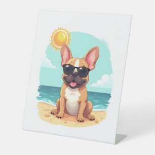 French Bulldog on Vacation Pedestal Sign