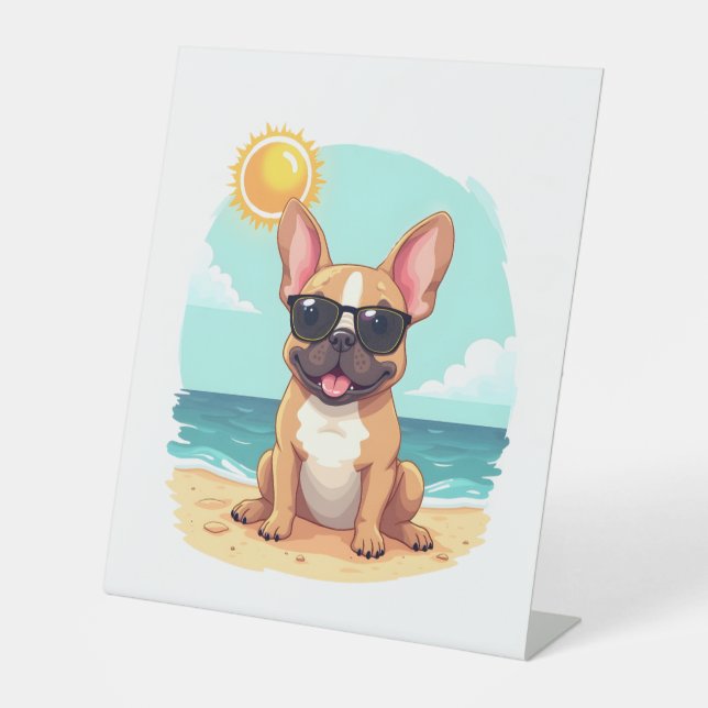French Bulldog on Vacation Pedestal Sign (Front)