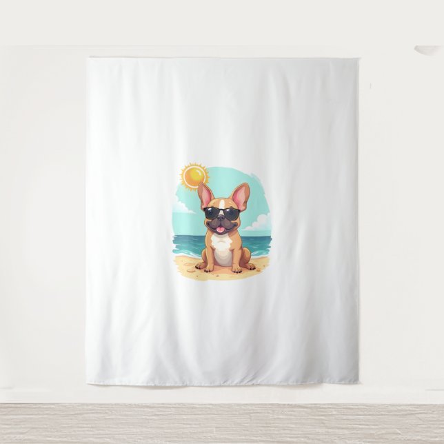 French Bulldog on Vacation Tapestry (Front)
