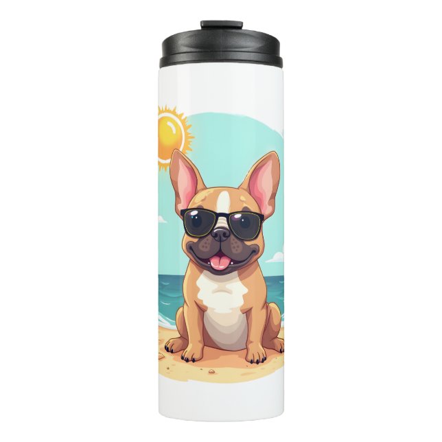 French Bulldog on Vacation Thermal Tumbler (Front)