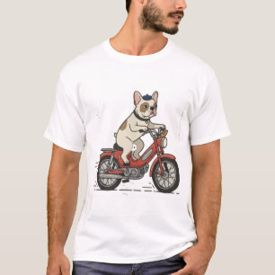 French Bulldog on Vintage Red Moped – Cute Frenchi T-Shirt