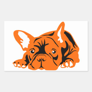 French bulldog orange black rectangular sticker
