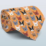 French Bulldog Orange Tie<br><div class="desc">A fun little French Bulldog or Frenchie pattern on an orange background.  Great for all dog lovers,  pet sitters,  dog walkers and veterinarians.  Original art by Nic Squirrell.</div>
