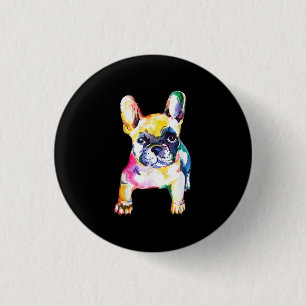 French Bulldog Original Watercolor Drawing Gift 3 Cm Round Badge