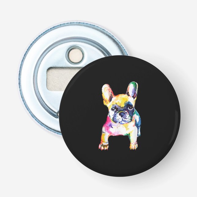 French Bulldog Original Watercolor Drawing Gift Bottle Opener (Front)