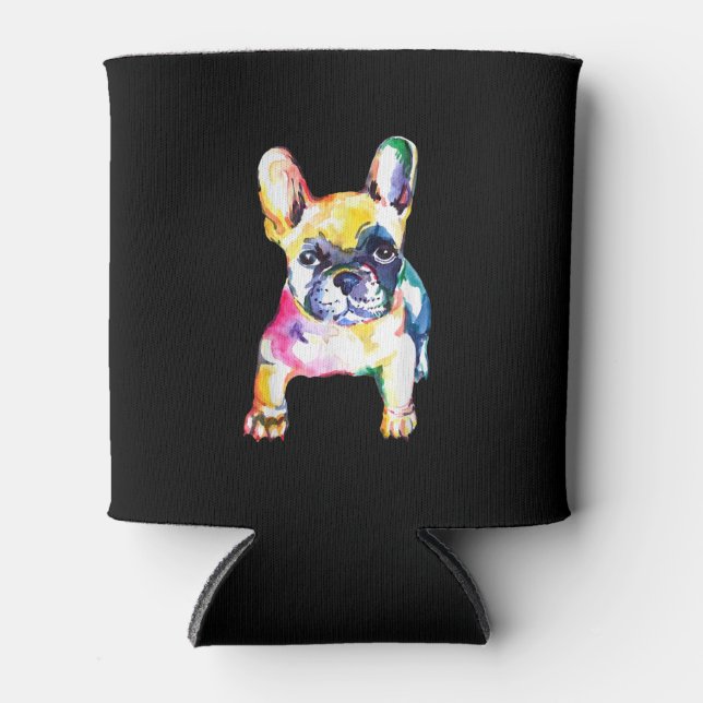 French Bulldog Original Watercolor Drawing Gift Can Cooler (Front)
