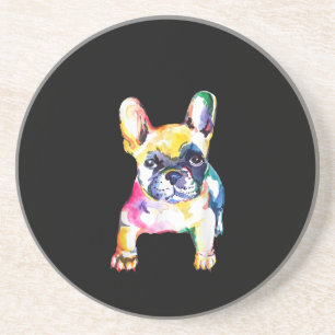 French Bulldog Original Watercolor Drawing Gift Coaster