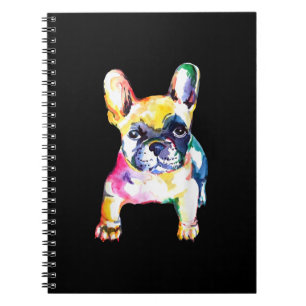 French Bulldog Original Watercolor Drawing Gift Notebook