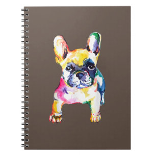 French Bulldog Original Watercolor Drawing Gift Notebook