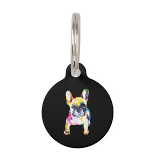 French Bulldog Original Watercolor Drawing Gift Pet Tag