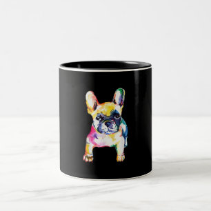 French Bulldog Original Watercolor Drawing Gift Two-Tone Coffee Mug