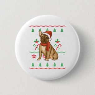 French Bulldog Outfit Santa Christmas 6 Cm Round Badge