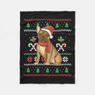 French Bulldog Outfit Santa Christmas Fleece Blanket