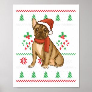 French Bulldog Outfit Santa Christmas Poster