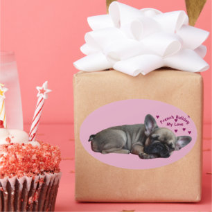 French bulldog oval sticker