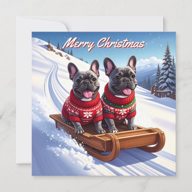 French Bulldog Pack of Flat Christmas Card (Front)
