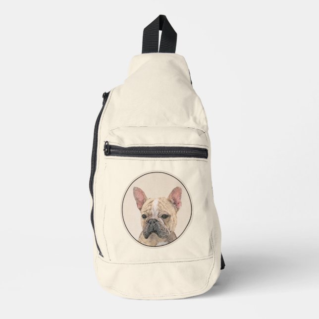 French Bulldog Painting Fawn Cute Original Dog Art Sling Bag (Front)
