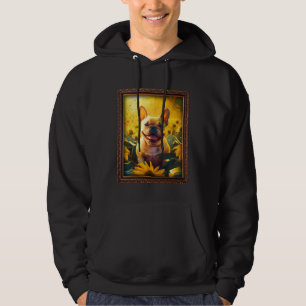 French Bulldog Painting Frenchie Sunflower Flower Hoodie