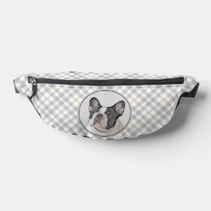 French Bulldog Painting White Black Pied Dog Art Bum Bags