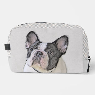 French Bulldog Painting White Black Pied Dog Art Dopp Kit