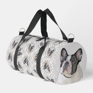 French Bulldog Painting White Black Pied Dog Art Duffle Bag