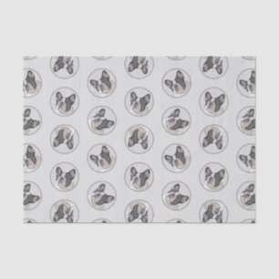 French Bulldog Painting White Black Pied Dog Art Tissue Paper