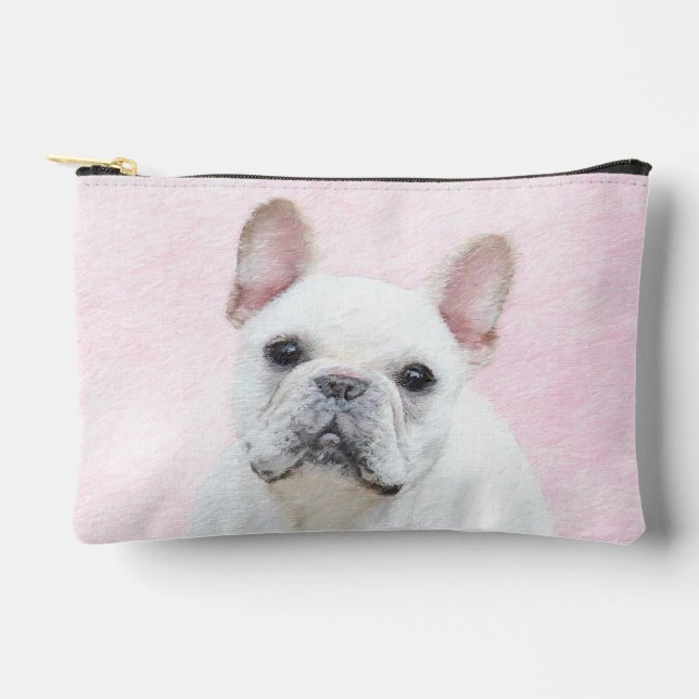 French Bulldog Painting White Cream Pet Dog Art Accessory Pouch (Front)