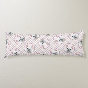 French Bulldog Painting White Cream Pet Dog Art Body Cushion