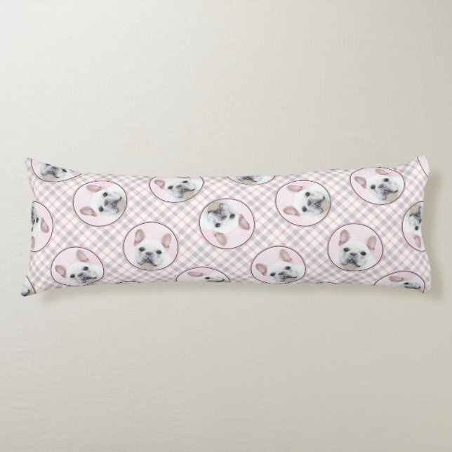 French Bulldog Painting White Cream Pet Dog Art Body Cushion (Front)