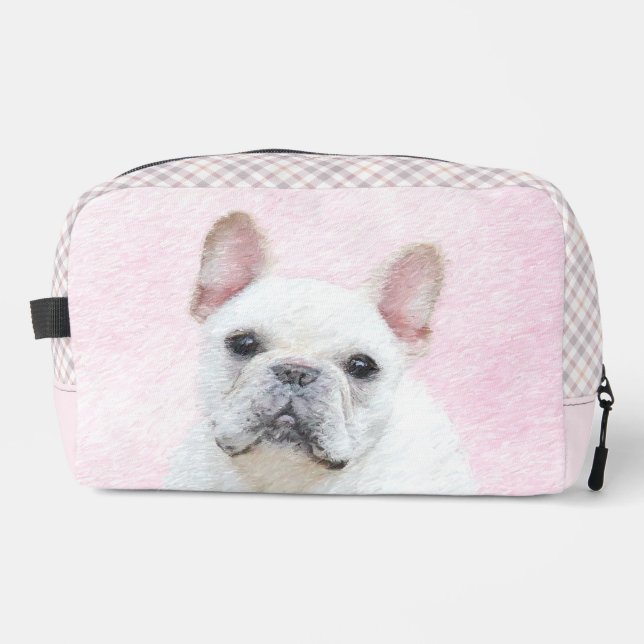 French Bulldog Painting White Cream Pet Dog Art Dopp Kit (Front)