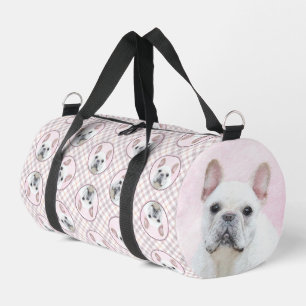 French Bulldog Painting White Cream Pet Dog Art Duffle Bag