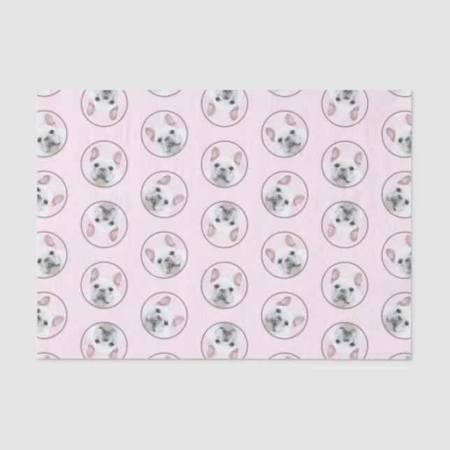 French Bulldog Painting White Cream Pet Dog Art Tissue Paper (Front)