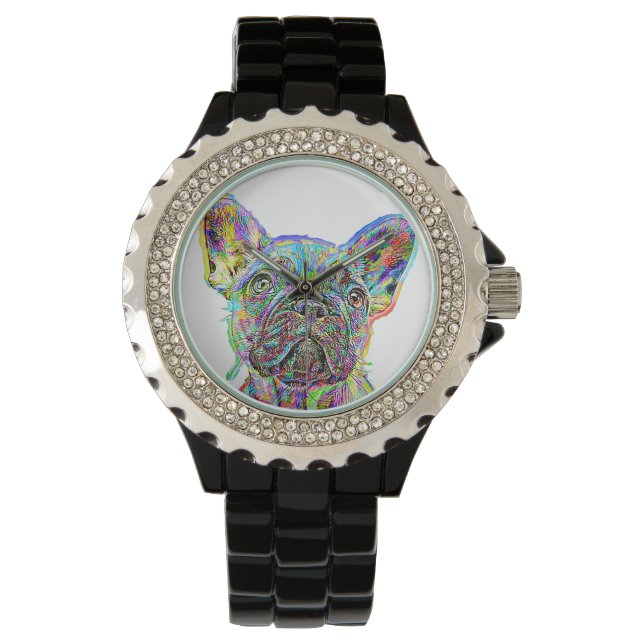 French Bulldog Painting Women Watch (Front)