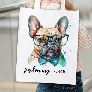 French Bulldog Pardon My Frenchie Cute Dog Reusable Grocery Bag