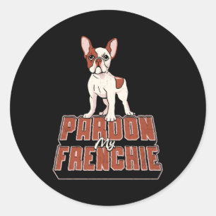 French Bulldog Pardon My Frenchie Vintage Funny Classic Round Sticker